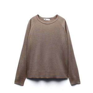 Zara metallic thread knit sweater XL in bronze.